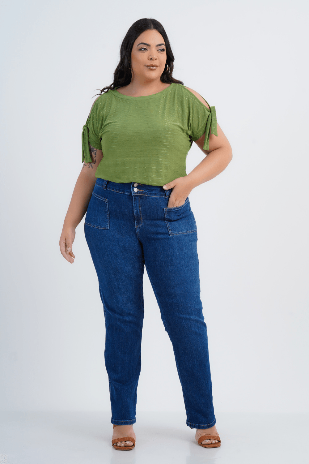 Calça Plus Size Feminino Reta Jeans Citta