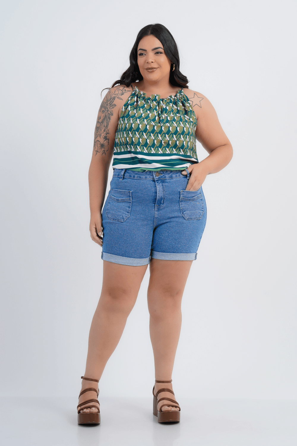 Shorts Plus Size Feminino Jeans Mattina