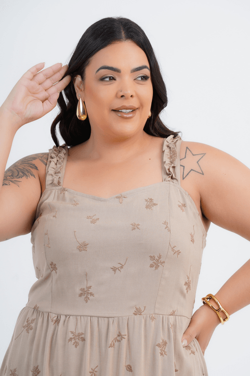 VESTIDO PLUS SIZE FEMININO MIDI ROSMARINO