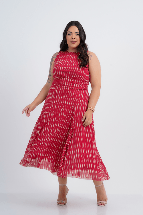 VESTIDO PLUS SIZE FEMININO MIDI TULE SANGIOVESE