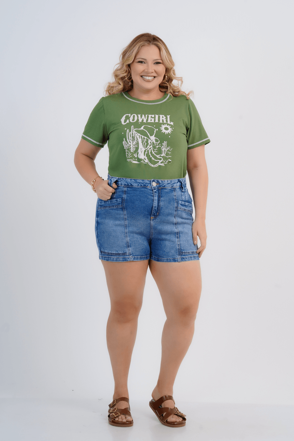 SHORTS PLUS SIZE FEMININO JEANS GRETA