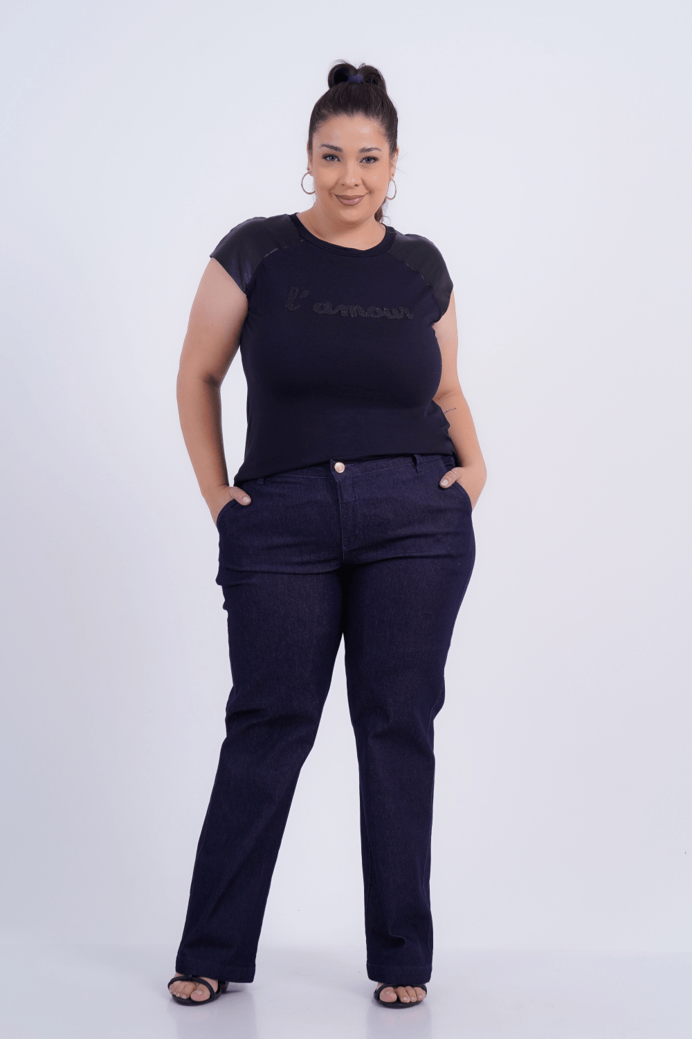 BLUSA PLUS SIZE FEMININO MANGA CURTA L'AMOUR