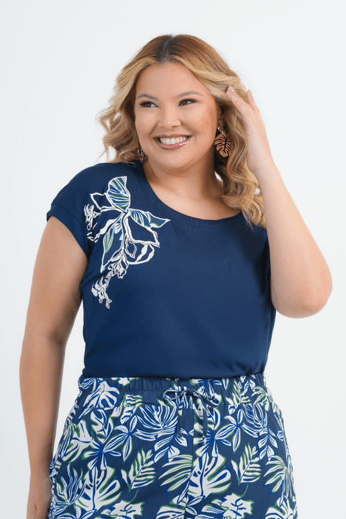 BLUSA PLUS SIZE FEMININO MANGA CURTA CORTESE