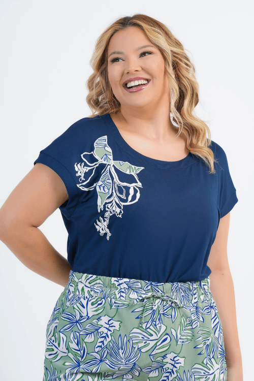 BLUSA PLUS SIZE FEMININO MANGA CURTA CORTESE