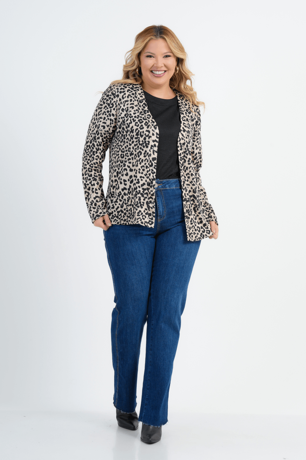 CARDIGÃ PLUS SIZE FEMININO MANGA LONGA GRAMADO