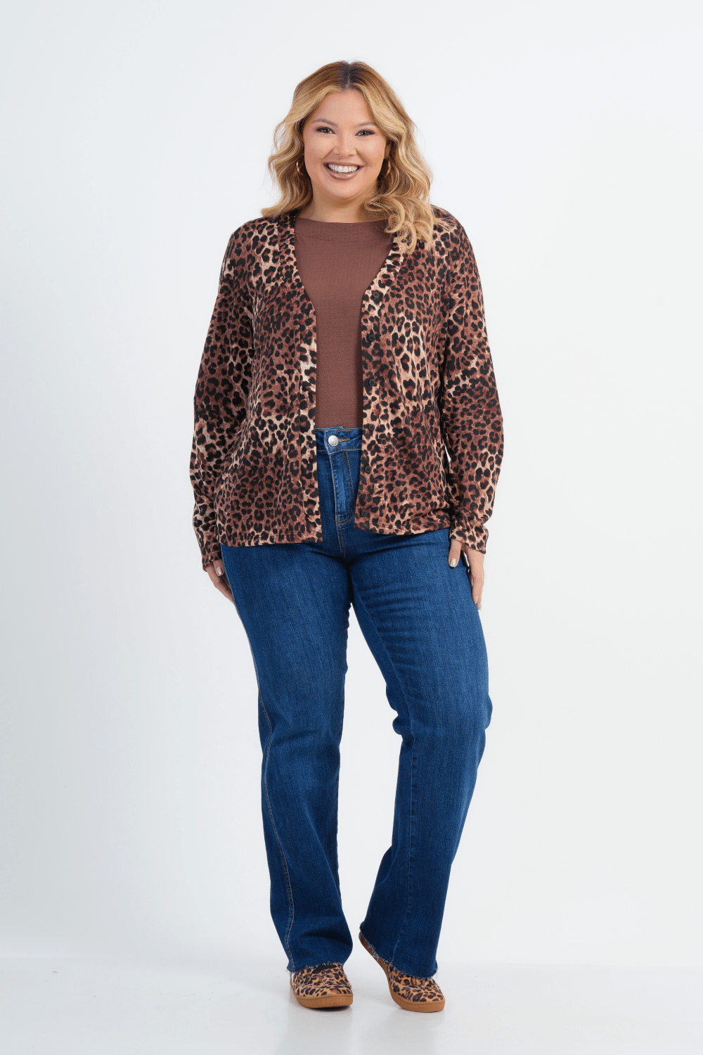 CARDIGÃ PLUS SIZE FEMININO MANGA LONGA GRAMADO