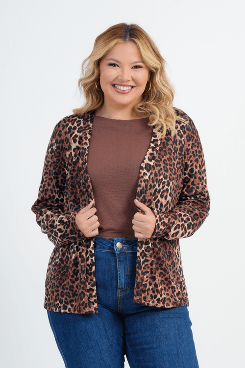CARDIGÃ PLUS SIZE FEMININO MANGA LONGA GRAMADO