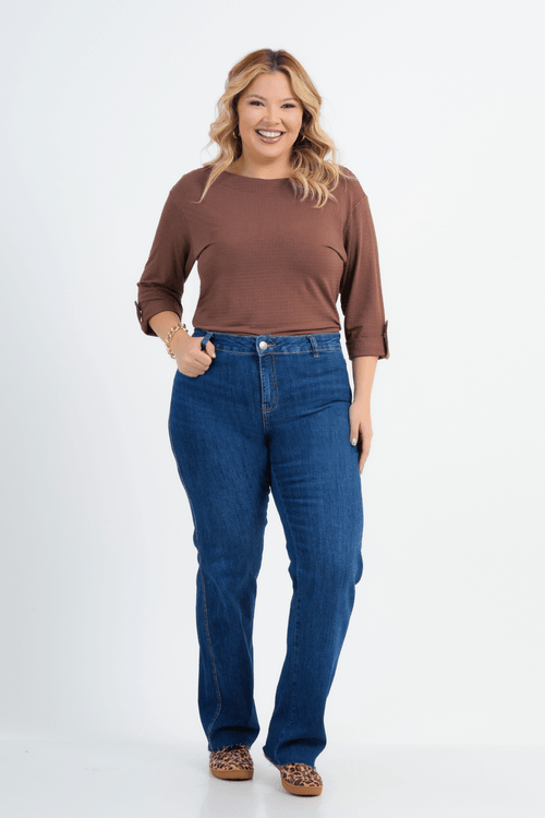 BLUSA PLUS SIZE FEMININO MANGA 3/4 SQUARE