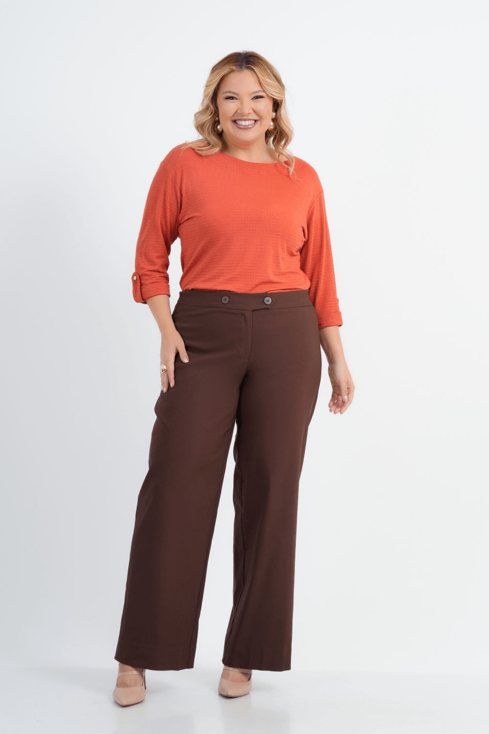 BLUSA PLUS SIZE FEMININO MANGA 3/4 SQUARE
