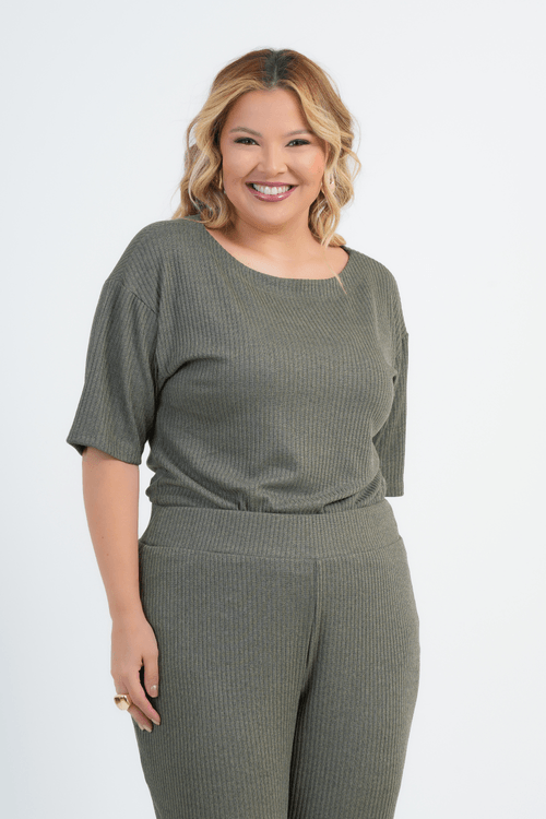 BLUSA PLUS SIZE FEMININO MANGA 3/4 ALEGRA