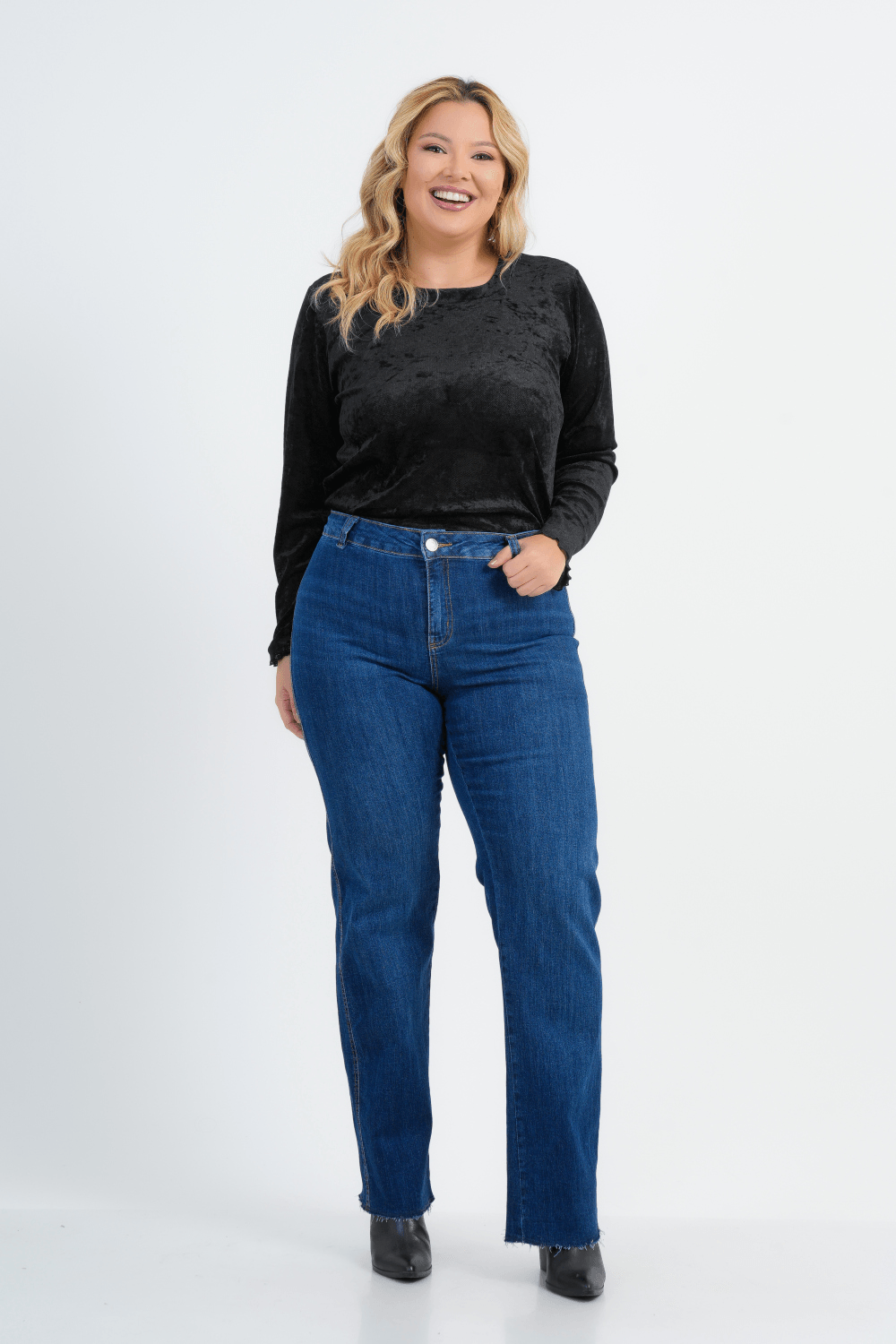 BLUSA PLUS SIZE FEMININO MANGA LONGA TULE VELVET