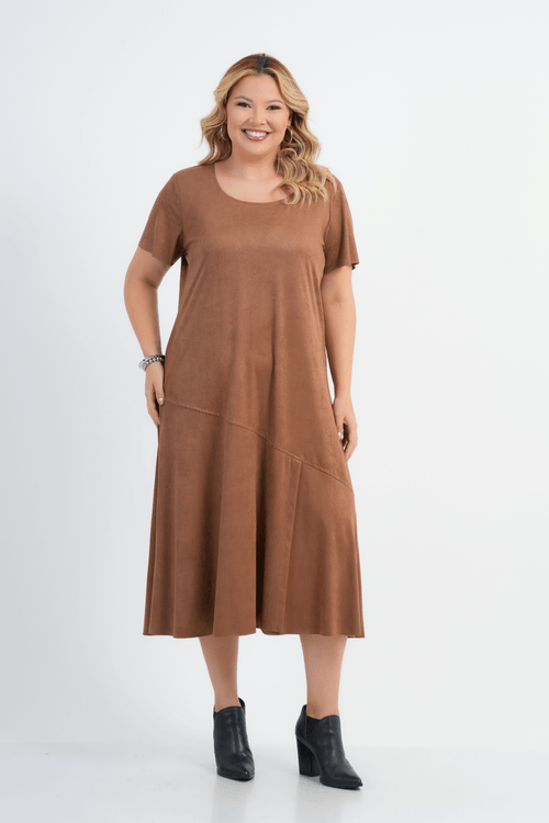 VESTIDO PLUS SIZE FEMININO MIDI SUEDE SERENO