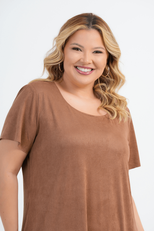 VESTIDO PLUS SIZE FEMININO MIDI SUEDE SERENO