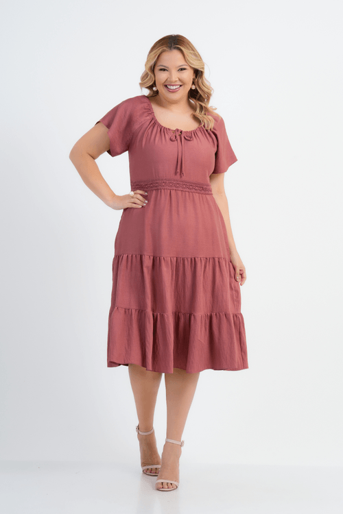 VESTIDO PLUS SIZE FEMININO MIDI MARROCOS