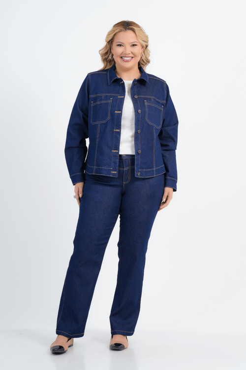 CALÇA PLUS SIZE FEMININO RETA JEANS CLAIRE
