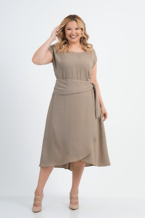 VESTIDO PLUS SIZE FEMININO MIDI EFFECT