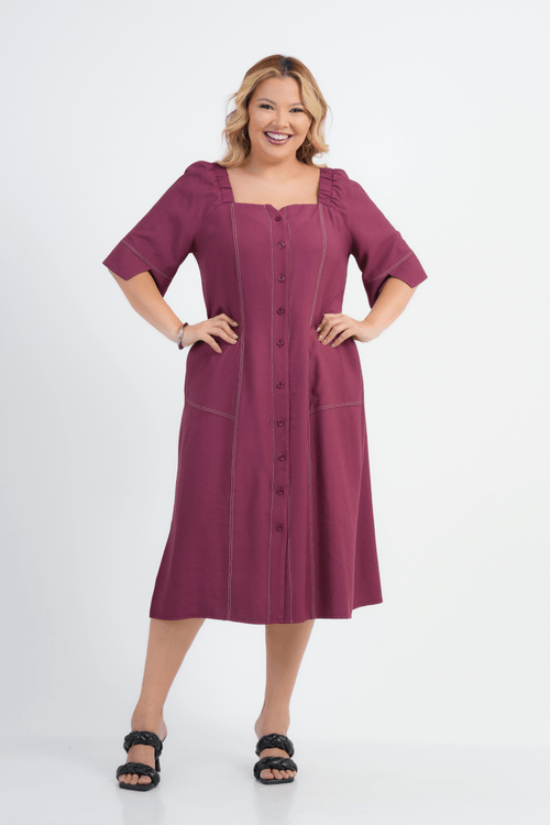 VESTIDO PLUS SIZE FEMININO MIDI ALFAIATARIA ANTÚRIO