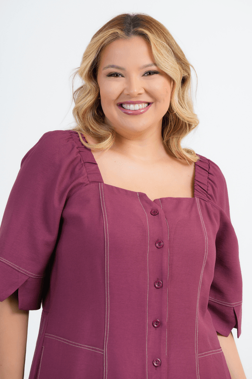 VESTIDO PLUS SIZE FEMININO MIDI ALFAIATARIA ANTÚRIO