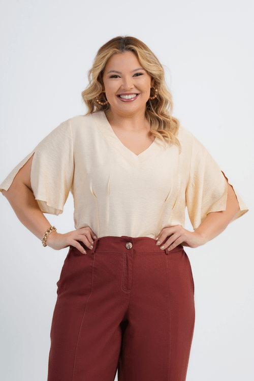 BLUSA PLUS SIZE FEMININO MANGA CURTA MAYA