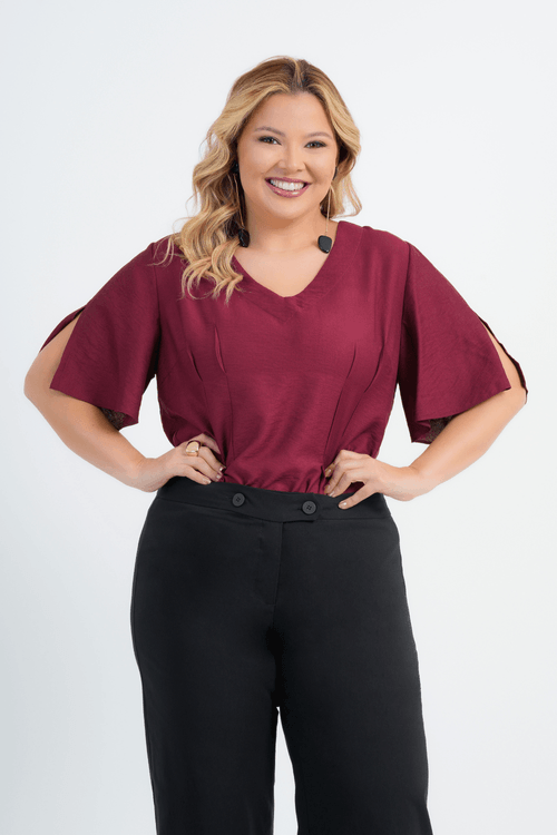 BLUSA PLUS SIZE FEMININO MANGA CURTA MAYA