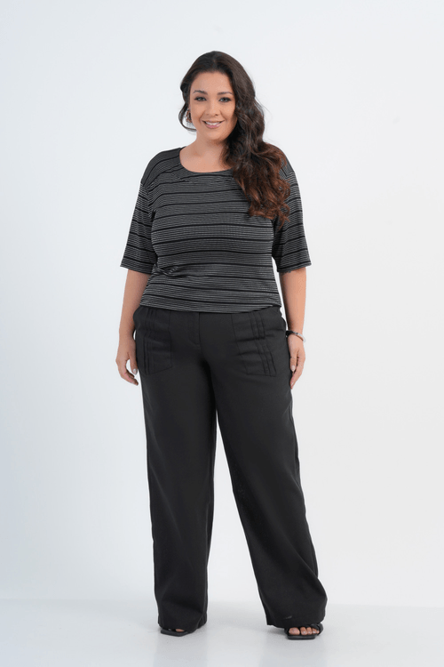 BLUSA PLUS SIZE FEMININO MANGA 3/4 BRESCIA