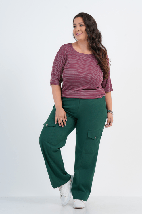 BLUSA PLUS SIZE FEMININO MANGA 3/4 BRESCIA