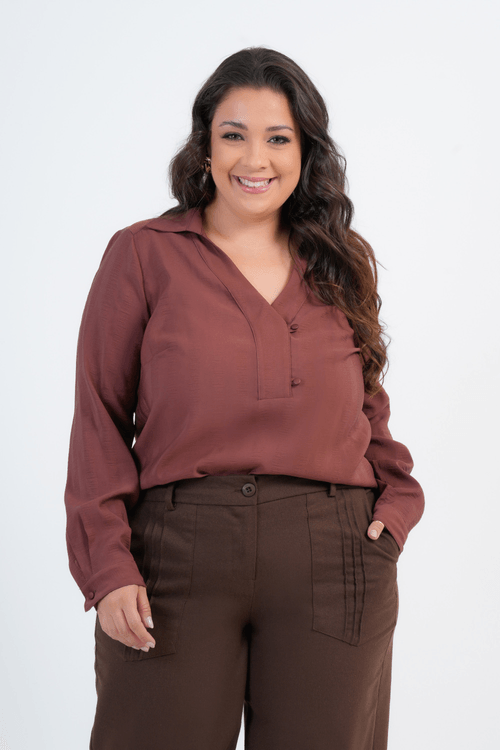 CAMISA PLUS SIZE FEMININO MANGA LONGA SENSORIAL