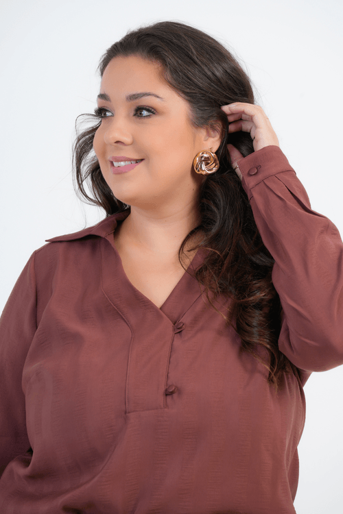 CAMISA PLUS SIZE FEMININO MANGA LONGA SENSORIAL