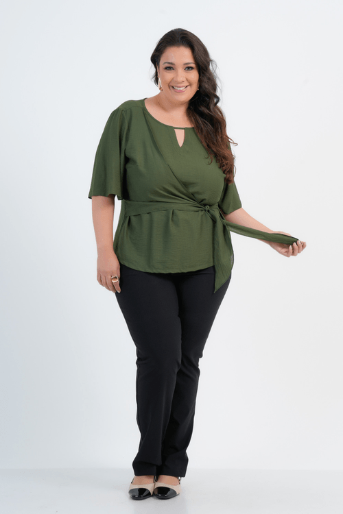 BLUSA PLUS SIZE FEMININO MANGA 3/4 PIPA