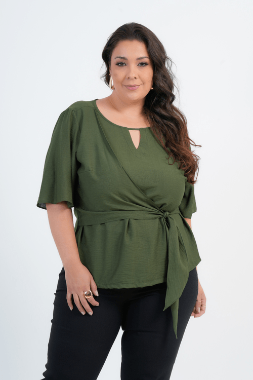 BLUSA PLUS SIZE FEMININO MANGA 3/4 PIPA