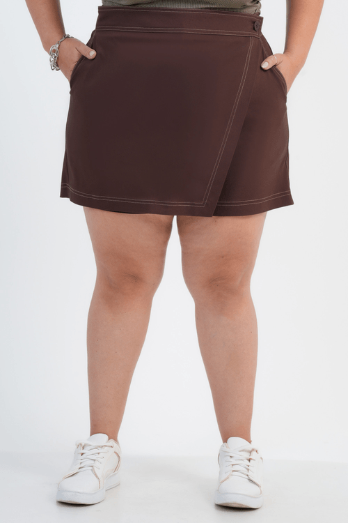 SHORTS-SAIA PLUS SIZE FEMININO ALFAIATARIA ESPRESSO