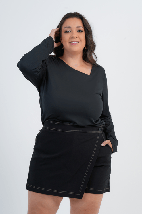 BLUSA PLUS SIZE FEMININO MANGA LONGA PRESS