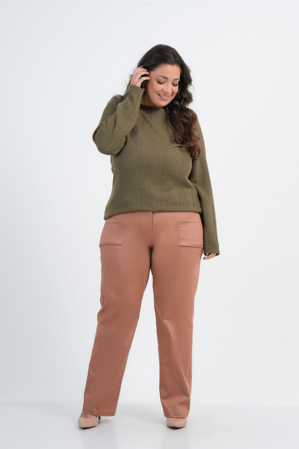 BLUSA PLUS SIZE FEMININO MANGA CURTA TRICOT NORDIQUE