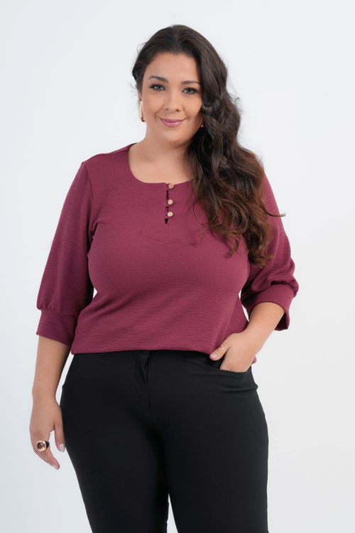 BLUSA PLUS SIZE FEMININO MANGA 3/4 NICE