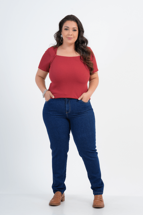 BLUSA PLUS SIZE FEMININO MANGA CURTA CANELA
