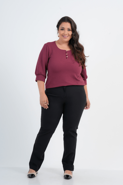 CALÇA PLUS SIZE FEMININO RETA ALFAIATARIA GENGIBRE