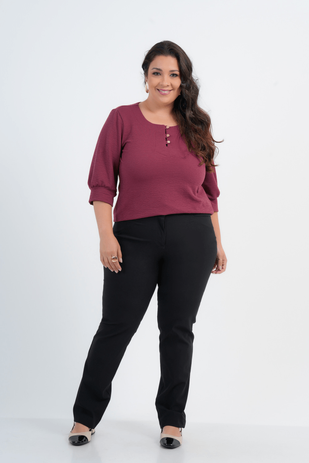 CALÇA PLUS SIZE FEMININO RETA ALFAIATARIA GENGIBRE
