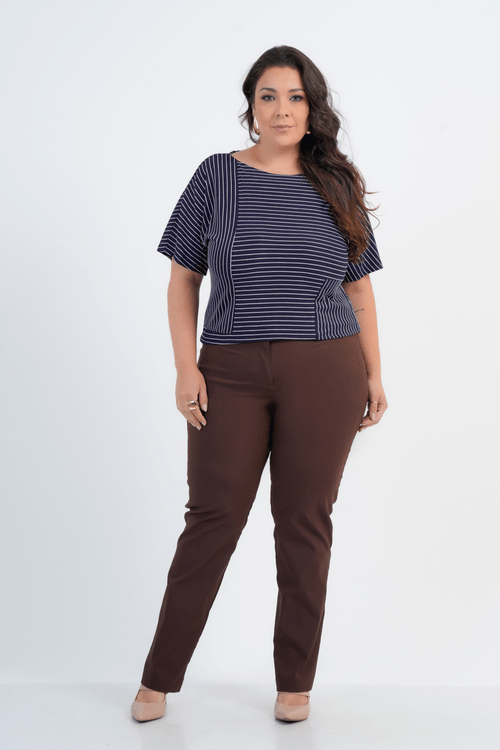 CALÇA PLUS SIZE FEMININO RETA ALFAIATARIA GENGIBRE