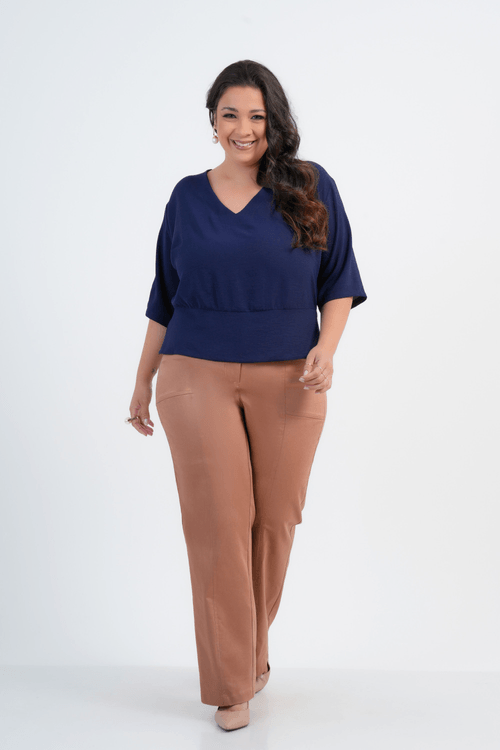 BLUSA PLUS SIZE FEMININO MANGA 3/4 FLUIR