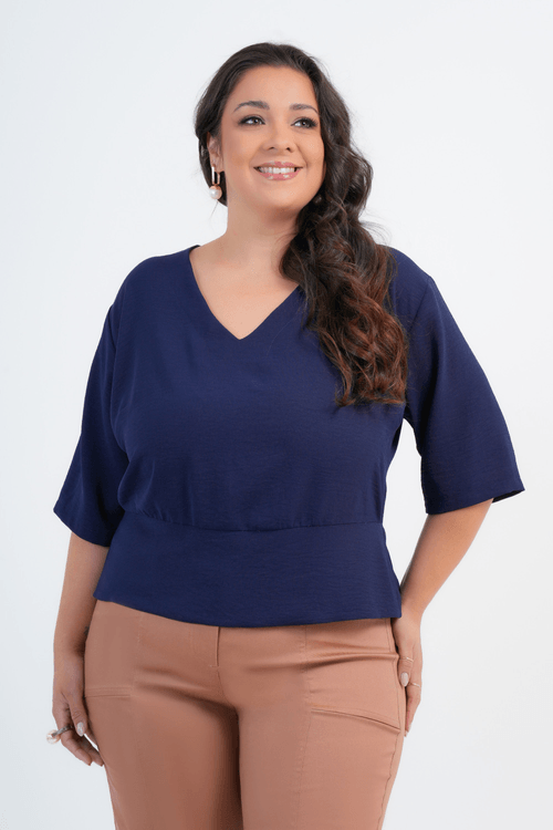 BLUSA PLUS SIZE FEMININO MANGA 3/4 FLUIR