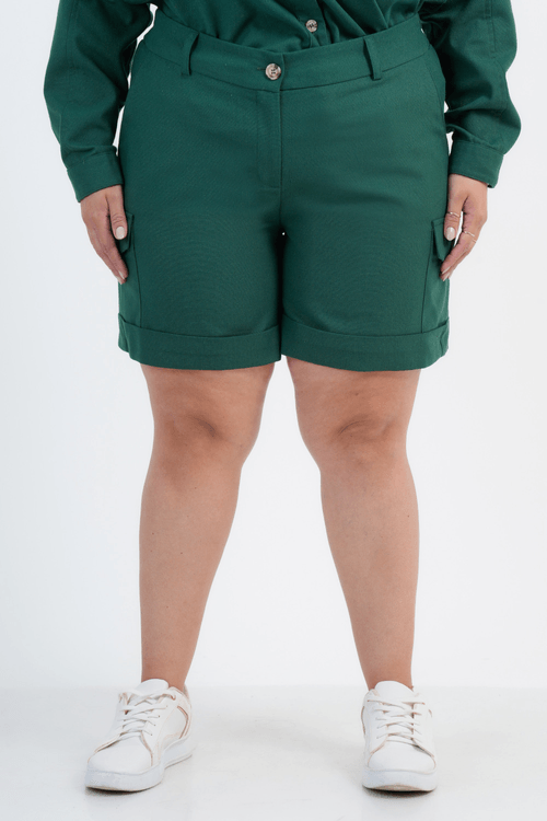 SHORTS PLUS SIZE FEMININO LINHO INTUIÇÃO