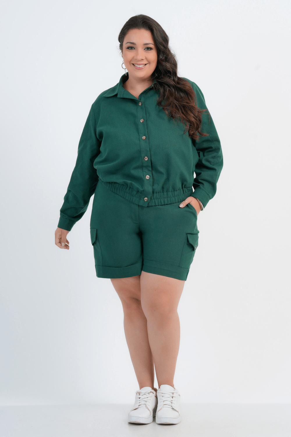 SHORTS PLUS SIZE FEMININO LINHO INTUIÇÃO