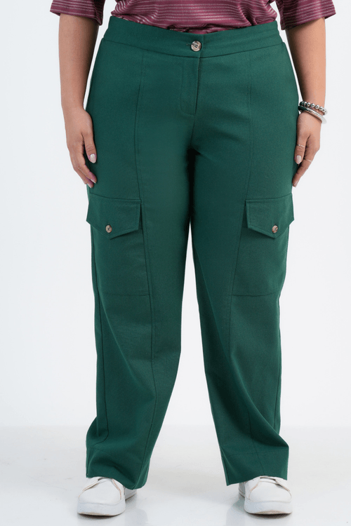 CALÇA PLUS SIZE FEMININO RETA LINHO INTUIÇÃO