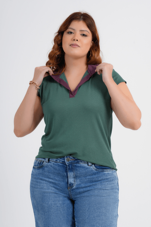 BLUSA POLO PLUS SIZE FEMININO MANGA CURTA RAVENNA