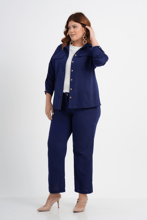 CAMISÃO PLUS SIZE FEMININO MANGA LONGA LINHO GIRASOL