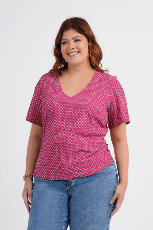 BLUSA PLUS SIZE FEMININO MANGA CURTA CITRINO