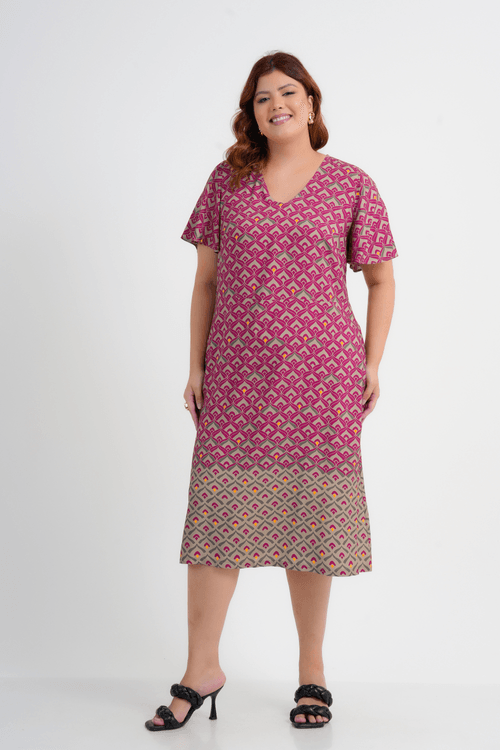 VESTIDO PLUS SIZE FEMININO MIDI VALERIANA