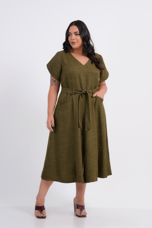 VESTIDO PLUS SIZE FEMININO MIDI COLMAR