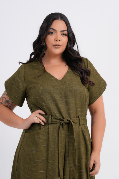 VESTIDO PLUS SIZE FEMININO MIDI COLMAR