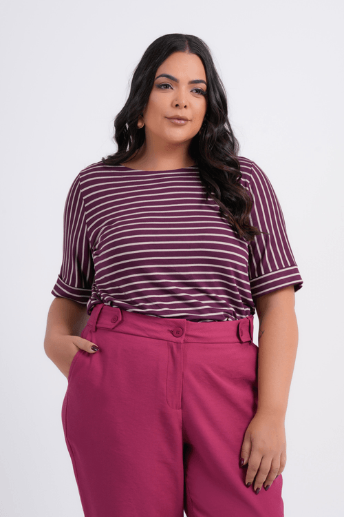 BLUSA PLUS SIZE FEMININO MANGA 3/4 MALBEC